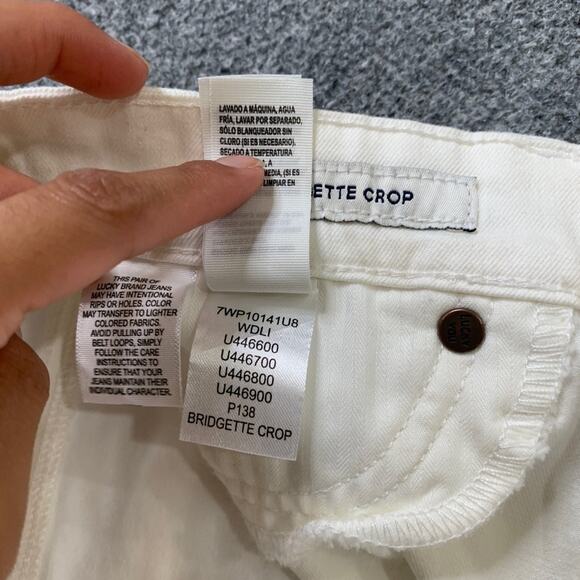 Lucky Brand Jeans Womens 8 White Denim Bridgette Crop High Rise Cut Off Hem - Picture 10 of 13